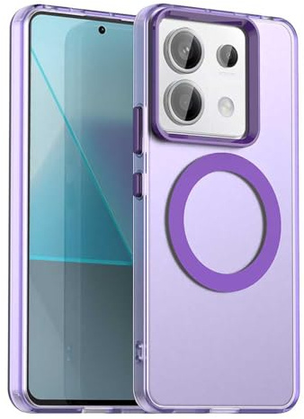 YUECXIN Cover Magnetica per Xiaomi Redmi Note 13 Pro 5G/Poco X6 5G Compatibile con MagSafe, Custodia Ultra Sottile Traslucida Opaca PC Posteriore Morbido Antiurto TPU Bumper Case. Viola