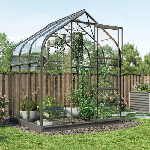 Vitavia Gewächshaus Orion 3800, schwarz, 3,8 m², 3 mm ESG | Wetterfestes & stabiles Treibhaus | Perfekt für Gemüse & Pflanzen | Robust & langlebig