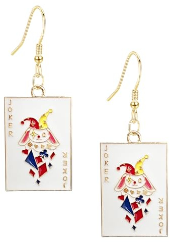 Niedliche Emaille Spielkarten Joker Hasen Ohrringe Lustiger Poker Schmuck Casino Partyspiel Geschenke