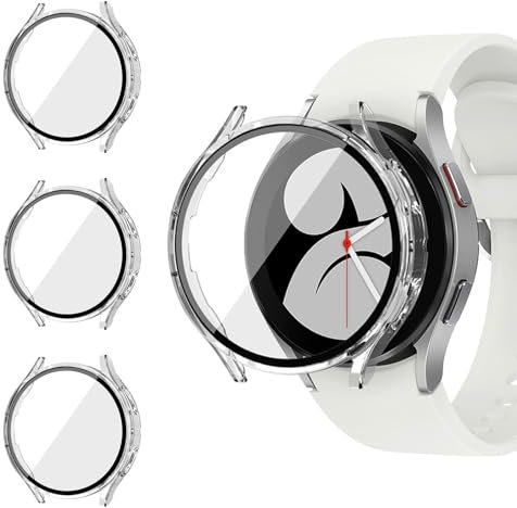 3 Piezas Funda Compatible con Samsung Galaxy Watch 7 40mm, Carcasa Protector Antiarañazos Pantalla de PC con Vidrio Templado Alta Definición, Protección contra Arañazos Golpes, para Carga Inalámbrica