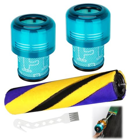 ZHEHNSA 4 pezzi per filtro Dyson V15, filtro HEPA per aspirapolvere Dyson V15 Detect Slim serie, per dyson v15 accessori set con 2 filtri di ricambio, 1 spazzola a rullo, 1 spazzola piccola