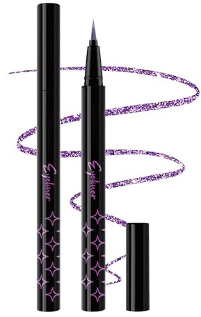 Lila Liquid Glitter Eyeliner, Metallic Finish Eyeliner Stift Wasserfest, Langlebig Wasserdicht, Smooth Flüssig Bunt Eye Pencil, Highly Pigmented Shimmer Lidschatten Liner Makeup für Cosplay Party-05