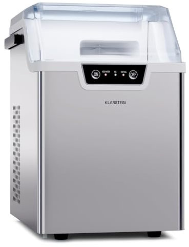 KLARSTEIN Maquina de Hielo para Casa 200W, Ice Maker 15 kg, Maquina para Hacer Cubitos de Hielo Portátil Domestica para Casa Rápida, Ice Maker Machine con Alarma Seguridad