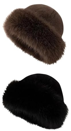 Battnot Mütze Damen Fellmütze Pelzmütze Damen Weihnachtsmütze plüschmütze Warm Weich Damenmütze Kunstfell Faux Fuchs Pelz Warm Weich Russische Kunstpelzmütze für Reisen, Skifahren, Wandern