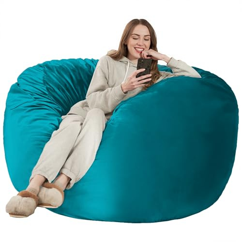 Kasunpul Sitzsack Stuhl Sitzsack Stühle für Erwachsene Riesen Sitzsäcke mit Samtbezug Bean Bag Flauschige Sitzsäcke für Wohnzimmer, Schlafzimmer, Meeresblau, 90 x 90 x 49cm