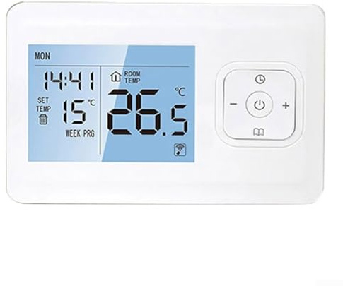Thermostat mural pour chaudière à gaz et chauffage au sol avec contrôle précis de la température, capacité de programmation hebdomadaire et verrouillage de sécurité enfant