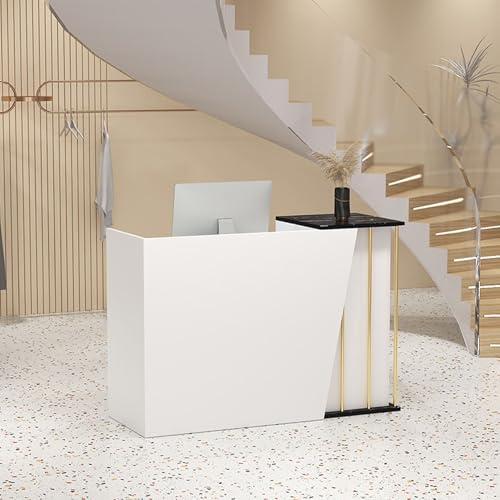 Hynbdes Empfangstheke Holz, Moderne Empfangstresen, Front Theke Bürotheke Rezeption Tisch, Verkaufstheke Mit Schubladen Und Schränken, Rezeptionstheken Für Salon Geschäft Hotel Büro
