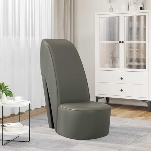 Générique Stuhl in Schuhform mit hohem Absatz, grau, Kunstleder, originelles Design für Wohnzimmer, moderne und extravagante Sitzfläche für Themenpartys, Kapazität 110 kg, einfach
