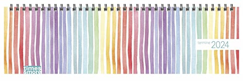 times&more Wochenquerplaner 2024. Tischkalender mit Muster. Handlicher Wochenplaner im Querformat. Tischquerkalender 2024 zum Planen von Terminen.