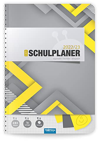 Trötsch Schulplaner Gelb 2022/2023: Planer Schülerkalender Hausaufgabenheft Timer