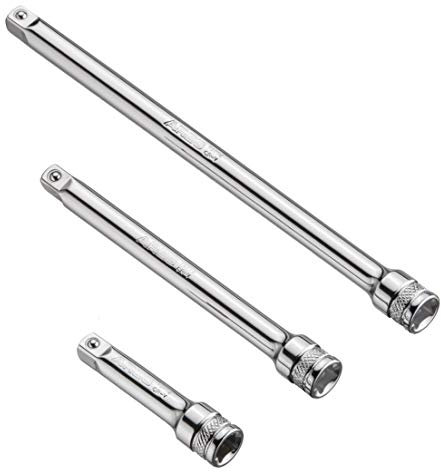ARES 70243 | 3-Piece 1/4-inch Drive Socket Extension Set | Includes 2-inch, 4-inch and 6-inch Extensions | Premium Chrome Vanadium Steel with Mirror Finish