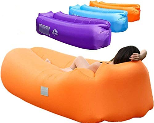 WEKAPO aufblasbar Air Liege, Blow Up Sofa für Camping, Reisen und Strand, Orange