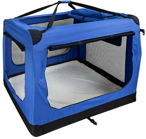 Faltbare Hundebox Transporttasche Transportbox Auto für Katze Hunde Große Kleine Box Bag Bed Decke Klein Auto Transport 7 Größen Taschen Fünf Farben Petigi (Blau, XXXXL (122 x 80 x 82 cm))