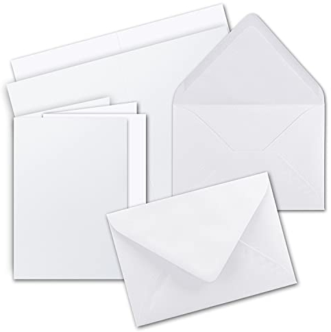 10 x Faltkarten-Set DIN A5 - Hochweiß inkl. Umschlägen DIN C5 und passenden Einlegeblättern in Weiß - blanko Klappkarten 14,8 x 21 cm