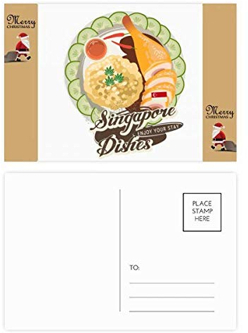 Singapur Hainanese Hühner-Reis Weihnachtsmann Geschenk-Postkarte, Dankeskarte, 20 Stück