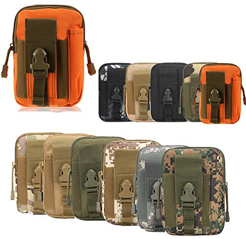 ZhaoCo Taktische Hüfttaschen, Nylon Militär Kompakt MOLLE EDC Handytasche Gürteltasche Beutel für Gadget-Dienstprogramm Camping Wandern Reise - Orange