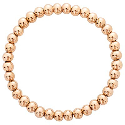 BaubleStar Damen 6mm Beads Armband Rosegold Kugelarmband Pärchen Perlenarmband Armkette aus Edelstahl Kugel Geschenk Schmuck für Frauen Mädchen