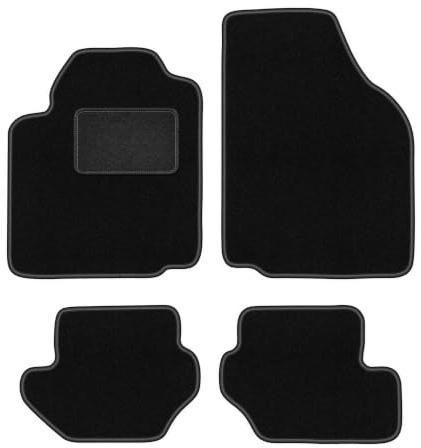 Velours-Fußmatten passend für Ford Fiesta MK3 1989-1996, Schwarz, LUX | passend für Schrägheck; Velours-Teppich (Polypropylen), ca. 6,5 mm; rutschfest, Universal-Befestigungen