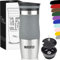 Milu® Thermobecher mit Gravur 370ml personalisiert - Valentinstagsgeschenke für Frauen & Männer I Geschenk Ideen Papa, Mama, Freund, Freundin, Geschenkideen zum Valentinstag, Geschenke (Grau)