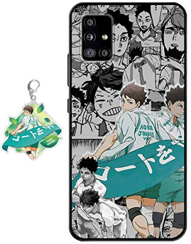 Staremeplz Hülle für Samsung Galaxy A51 Anime Handyhülle [Mit Schlüsselbund] Cartoons Volleyball Junior Silikon Sanft Bumper Case Hülle für Samsung Galaxy A51