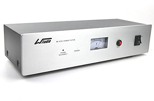 WAudio Filtre de Ligne HiFi W-6000S, 7 Prises Multiples avec Voltmètre, Protection Contre Les Surtensions et Lumière de Phase (Argent)