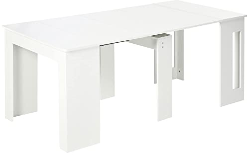 HOMCOM Mesa de Comedor Extensible para 4-6 Personas Mesa Consola con Alas Abatibles Mesa Auxiliar Multifuncional para Estudio Cocina Carga 60 kg 180x85x75 cm Blanco