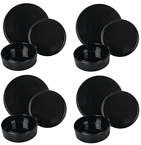 Service d'assiettes 12 pièces en grès, 4 places de table, Gourmet Black
