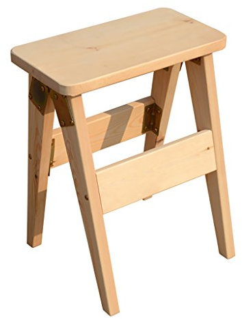 LUNEZY Klappstuhl Treppe Multifunktions Dual Use 2 Stufen Holzfarbe, 38 * 33 * 46CM