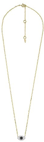 Fossil Halskette Für Frauen Sterling Silber, Länge: 457mm+50mm, Breite: 12.4mm, Höhe: 7.6mm Gold, Silber 14K Vergoldetes Sterling Silber Halskette, JFS00581998