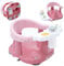 Twinly – Baby-Badesitz – Badestuhl mit Rückenlehne – Sicherheitsbügel zum Öffnen und 4 große Sicherheitssaugnäpfe – inklusive 3 Spielzeugen (Pink)