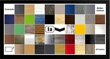 Colorello Deluxe Bilderrahmen Posterrahmen 50x120 cm Panorama und Quadrat Formate Schwarz Matt Antireflex Kunstglas