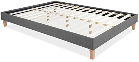 Homestyle4u 2282, Polsterbett 140x200 mit Matratze und Lattenrost, Bettgestell Futonbett Bett Grau