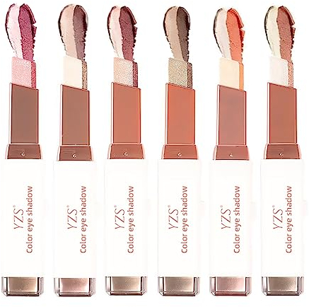 Matita Ombretto Impermeabile, Eyeshadow Pencil, 6 Stick Per Ombretti, Shimmer Ombretto Penna, Glitter Gradient Eyeshadow Stick, Matte Shimmer EyeShadow Penna per Trucco a due Colori