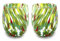 MAZZEGA ART & DESIGN – 2 Wassergläser aus mundgeblasenem Glas mit raffiniertem und originellem Murano-Murrin – Die Farben von Murano – Modell „Colombina 435 ml“. Hergestellt in Italien (Verde, 2)