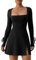 RPAEOY Damen Kleider Bodycon Mini Flare Langarm Eng Kurz Schlitz Kleid Stretch Sexy Dress De Bleistift Minikleid Kurzkleid Kleid für Club Party Abend Schwarz XL