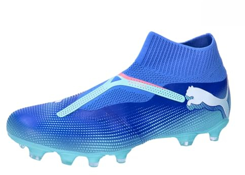 PUMA Future 7 Match+ LL FG/AG, Soccer Shoe Unisex Adulto, Bluemazing White-Electric Peppermint, 47 EU