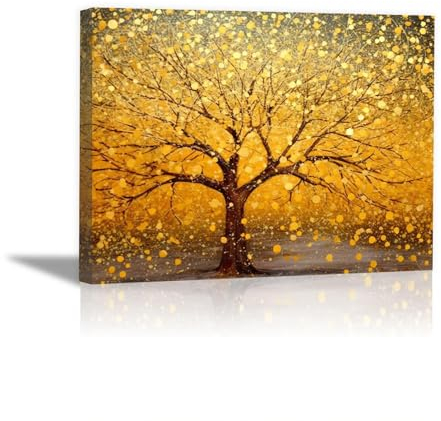 CcacHe Baum des Lebens Leinwand Bilder Set, Bunter Gold-braun Bilder äSthetisches Wohnzimmer,Schlafzimmer KüChendekor Raumdekoration -30x40cm Gerahmt