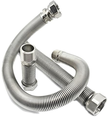 Edelstahlwellrohr ausziehbar AG/IG 1/2“ - 130-220 mm Solarleitung Flexschlauch