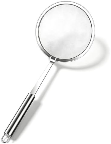 2 Cucharas De Acero Inoxidable Para Desnatador De Grasa, Colador De Alimentos De Malla Fina Para Grasa, Salsa Y Espuma, Colador De Cucharón De Cocina Plano De Metal Con Mango(S)