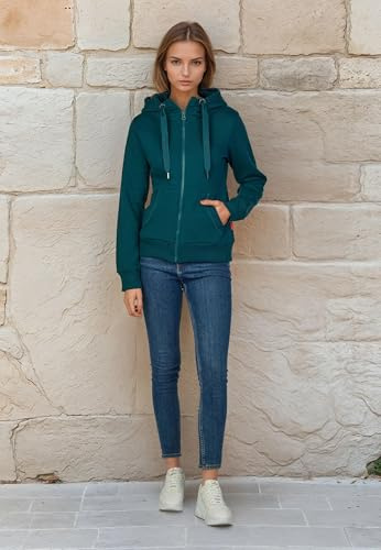 Salzhaut Damen Kapuzen-Sweatjacke Sööte – Kapuzenjacke Hoodie Shirtjacke mit Kapuze mit Kordelzug in Navy Größe 3XL