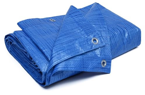 Besto Blue Tarpaulin Sheet | 3.6m x 5.4m Waterproof Tarp | 70 GSM PE Plastic Lightweight | Large Tarpaulin with Eyelets for Ground, Camping, Furniture Shed