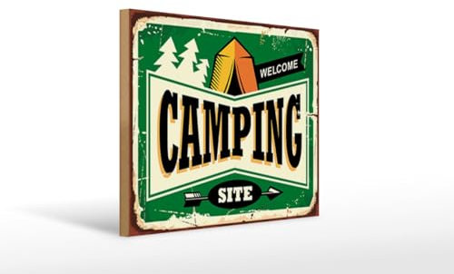Cartel de madera de 30 x 40 cm para camping Welcome Site DekoNo7