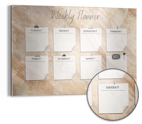 DEQORI Metall Magnettafel | 90x60 cm cm groß | Motiv NP Beige (EN) | Whiteboard für alle Magnete | Magnetboard Wand-Tafel für Küche & Büro | Design Magnetwand Pinnwand magnetisch
