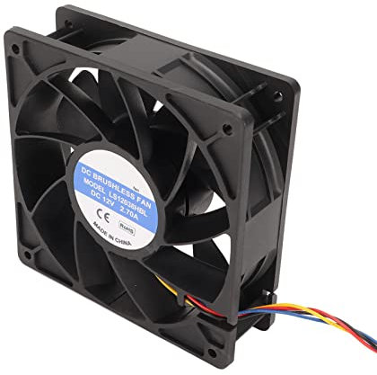 12cm 4 Pin Cooling Fan,Computer Case Fan Black Camera Servers 12V 2.7A PC Case Fan for Camera Servers