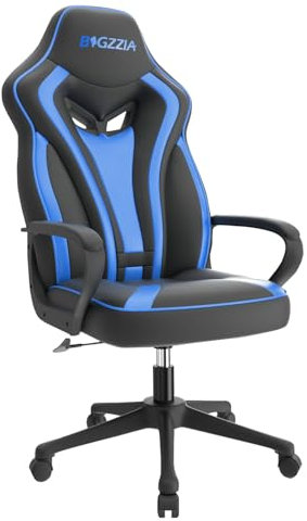 bigzzia Gaming Chair Ergonomic Computer Chair Height Adjustment with Fixed Armrest (Updated, Black/blue)