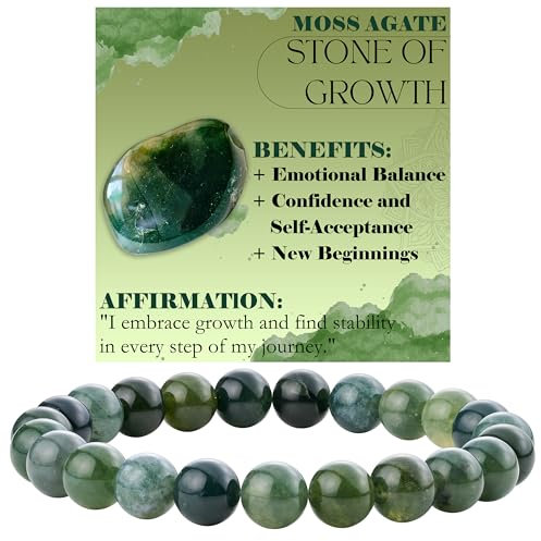 Agate mousse - Croissance - Bracelet de Perles Pour Femmes 8mm en Semi-précieux Naturel élastique élastique Cristal Bijoux Cadeaux de Yoga