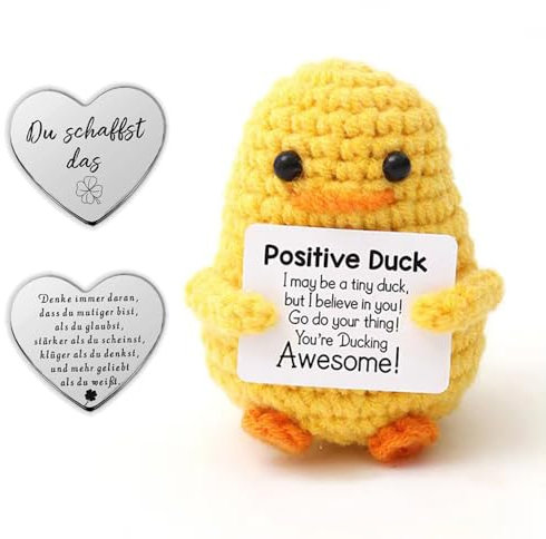 Glamifyr Pocket Hug Positive Enten Plüsch, Mut Mach Geschenk, Glücksbringer für Kinder, Ente Geschenk für Freundin, Familie, Freund, Patient