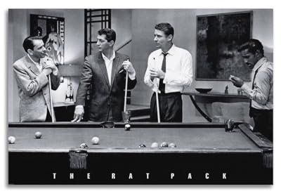 RUINOSAU Poster The Rat Pack Playing Billard, schwarz-weiß, Leinwand, Wandkunst, Dekor für Schlafzimmer, Wohnzimmer, moderne Wanddekoration, Geschenk, 60 x 90 cm, ungerahmter Stil