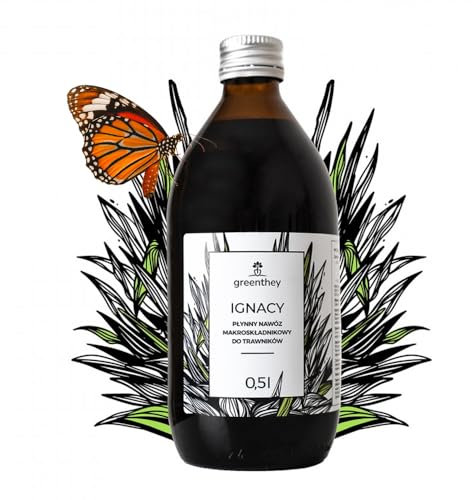 Greenthey Flüssigdünger für Rasen - Für 200m² Rasenfläche | Rasendünger mit Stickstoff, Huminsäuren und Spurenelementen | Wachstum, dichte Grasnarbe und gesunden Rasen | 0,5 Liter