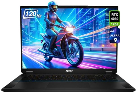 MSI Stealth 18 AI Studio Gaming Laptop, Intel Ultra 9-185H, 64 GB DDR5 RAM, 4 TB PCIe SSD, 18 WQUXGA (3840x2400) 120 Hz Mini LED Display, Nvidia G-Force RTX 4080, Backlit Keyboard, W11 Home, Midnight